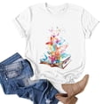 thumbnail image 4 of Blusa de manga corta de verano con cuello redondo para mujer a la moda, camisetas con estampado informal Fridja hjk3439, 4 of 7