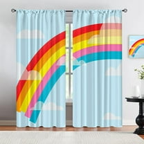 Funny Rainbow Home Blackout Curtains, Cute Creative Cloud Kids Warm Privacy Curtains, Breathable Foldable Window Drapes Fast Drying Machine Washable for Living Room Bedroom Balcony-W52xL84in