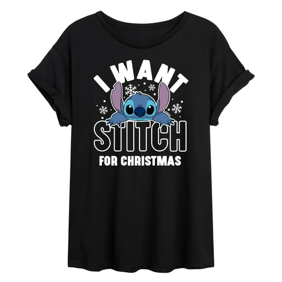 Lilo & Stitch - I Want A Stitch For Christmas - Juniors Ideal Flowy Muscle T-Shirt