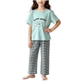 thumbnail image 3 of Bovxnpu Unisex Girls Summer Outfits Casual Loungewear Set Graphic Short Sleeve Crewneck Kids Soft Loungewear Pants Set, 3 of 6