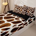 thumbnail image 3 of Castle Fairy Teens Animal Giraffe Print Zipper Queen Comforter Set with Fitted Sheet and 2 Pillowcases,Gradient Wildlife Spot Zipper Bedding Set,Dark Coffee Cream,Black Reversible,4 Pieces, 3 of 6
