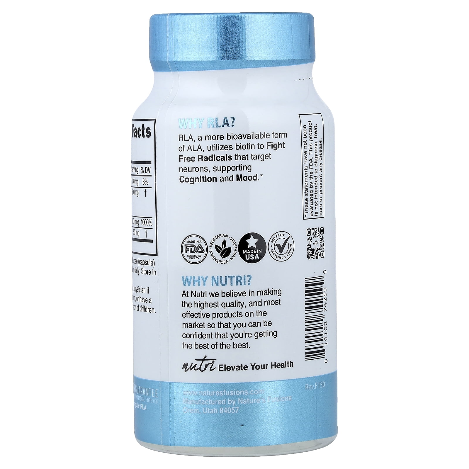 Nutri R-Alpha Lipoic Acid+ With Biotin & MCT, 60 Vegan Capsules
