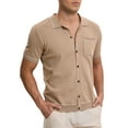 thumbnail image 4 of TATT 21 Men's Knit Shirt Button Down Short Sleeve Lightweight Casual Summer Knited Polo Shirts L Beige, 4 of 6