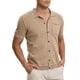 thumbnail image 4 of CAMISA DE PÓLO DE MALLA PARA HOMBRE INSPIRADA EN CHIC, CON BOTONES, DE MANGA CORTA, LIGERA Y CASUAL, VERANO, BEIGE, 4 of 6