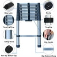 thumbnail image 2 of Telescoping Ladder 12.5 FT Stainless Steel Telescopic Extension Extendable Ladder, Multi-Purpose Ladder for Household Daily Use & Roofing Outdoor Work, Folding Collapsible Ladder Max 330 Lb Capacity, 2 of 7