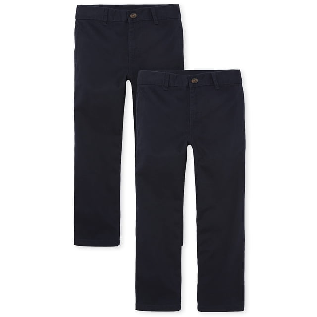 The Children's Place - Pantalones Chinos para niño, New Navy 2-Pack, 14