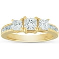 thumbnail image 1 of 2ct Princess Cut Diamond Three Stone Engament Annivesary Ring 14K Yellow Gold, 1 of 2