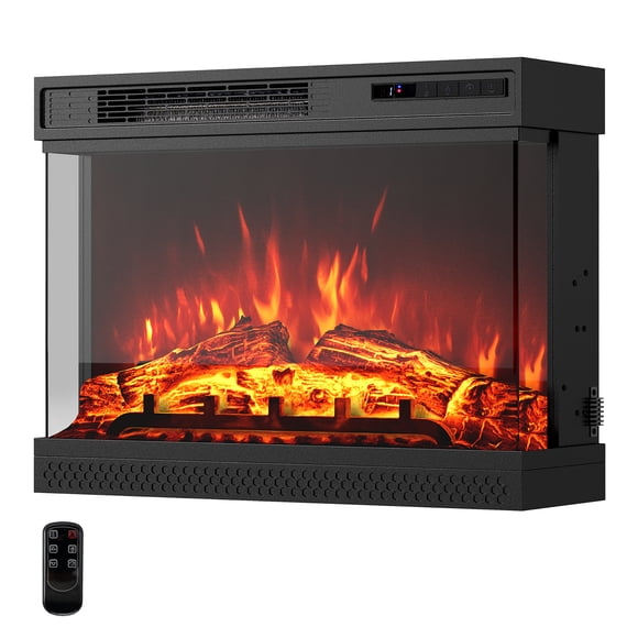 Gymax 24'' 3-Sided Electric Fireplace Insert w/Remote Control 3 Flame Colors 1-6H Timer
