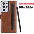 thumbnail image 4 of Compatible with Samsung Galaxy S21 Ultra Wallet Case with S Pen Holder,[Stand Feature] Magnetic Closure Protective with Card Slot,Premium PU Leather Case for Galaxy S21 Ultra 6.8 Inch,Brown, 4 of 14