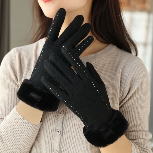 Guantes de lana de cachemira para mujer, bonitos guantes de invierno para montar, cálidos, acolchados, con pantalla táctil, resistentes al frío y para esquiar
