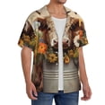 thumbnail image 2 of Balery Bucket Flower Cow Camisa Casual de Manga Corta con Botones para Hombre, Texturizada, Estilo Cubano, para Playa, Verano-X-Large, 2 of 5