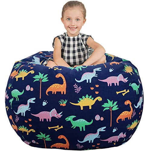 Aubliss Stuffed Animal Storage Bean Bag Chair Cover Only for Plush Toys Medium 32-Canvas Unicorn Light Blue Blankets