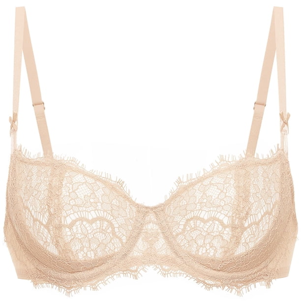 Sostén DOBREVA Balconette de Encaje Sin Relleno Push Up Beige 40B