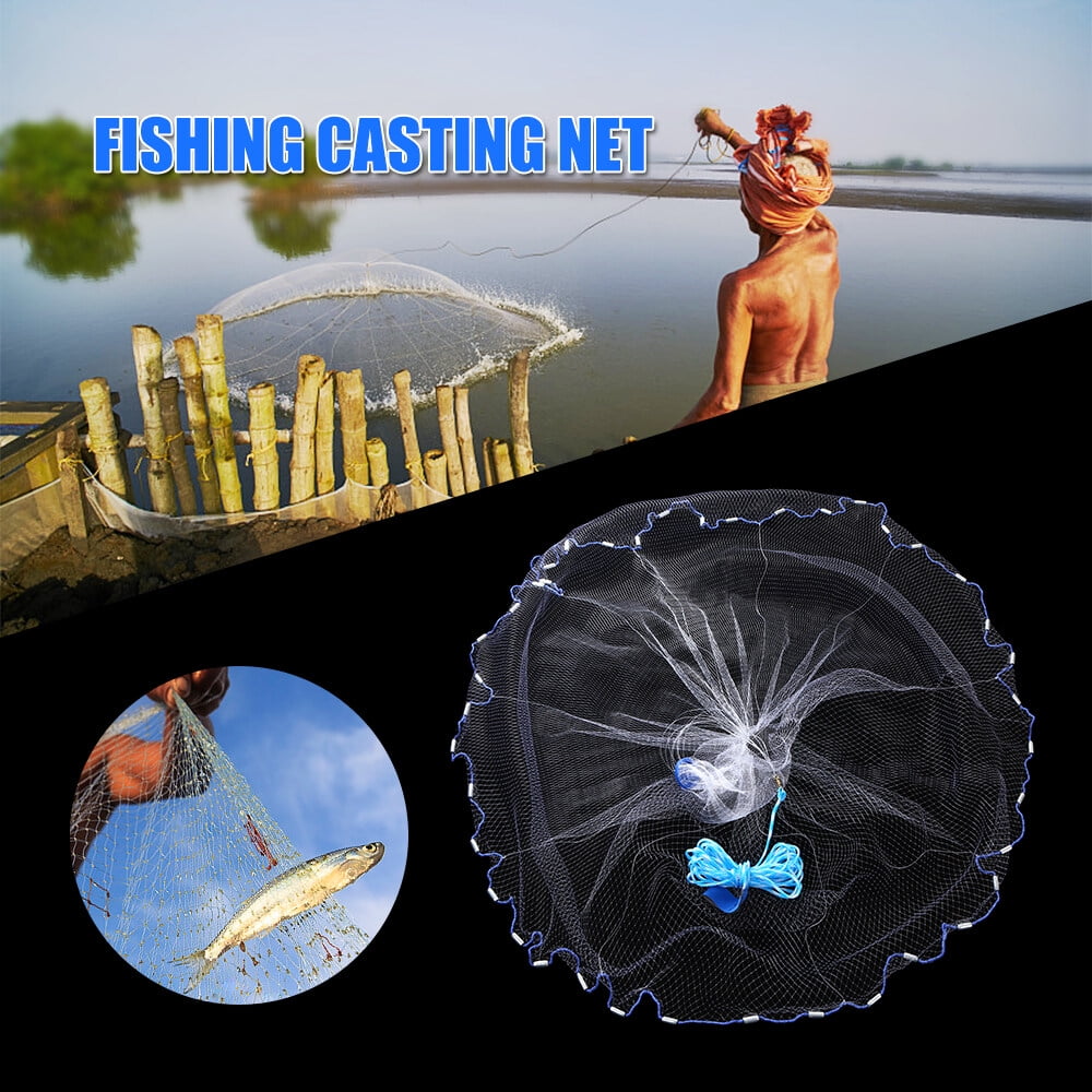 Fishing Casting Net 7.8FT Fishing Net Saltwater Freshwater Bait Fish Net  Hand Cast Fishing Net with Weights 