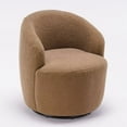 thumbnail image 2 of Swivel Barrel Chair, Modern Teddy Fabric Swivel Accent Barrel Chair Armchair, Upholstered Cozy Club Chairs Sofa Arm Chair for Nursery, Bedroom, Office, Hotel, Coffee Brown, 2 of 7