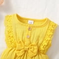 thumbnail image 3 of Actgleam Baby Girl Lace Ruffled Sleeveless Romper Summer Cotton casual Cute Jumpsuit,Yellow,12-18M, 3 of 6