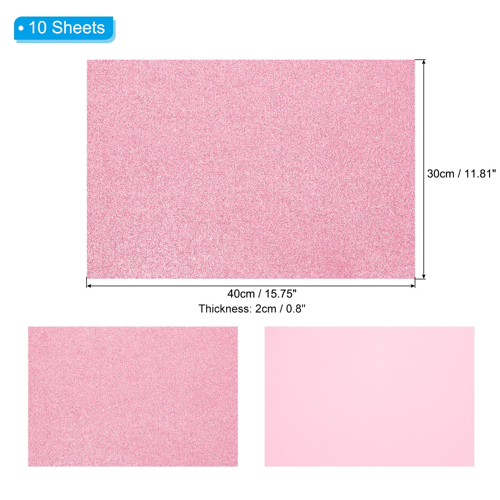Uxcell 20 Sheets 2mm Glitter Foam Sheet, 16" x 12" Purple Sparkle EVA Paper
