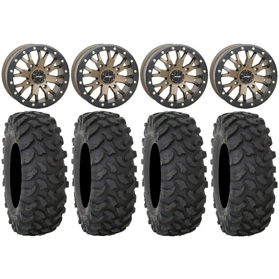 System 3 SB-4 Bronze (6 1) 15" Wheels 35" XTR370 Tires Can-Am Maverick X3 / Honda Pioneer 1000 / Talon