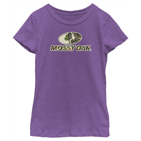 Girl's Mossy Oak Classic Camouflage Logo  Graphic Tee Purple Berry X Large