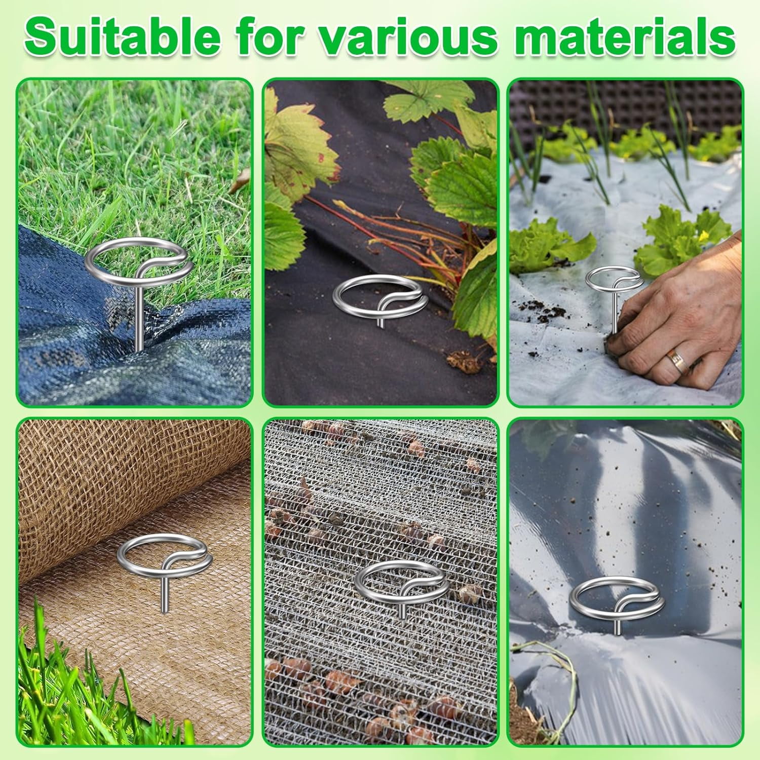 60 Pcs 6-Inch Heavy-Duty Galvanized Landscape Staples – Thickened 8 Gauge Circle Top Pins, Rust-Resistant for Weed Barrier, Landscape Fabric, and Garden Projects