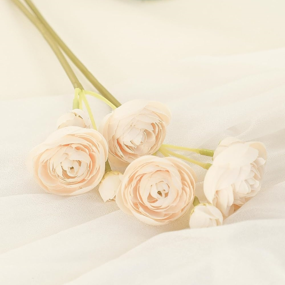18 Pcs Artificial Ranunculus Flowers,Faux Silk Ranunculus,Bulk Fake Vase Filler Flowers,DIY Cream Peonies Bouquets,for Home Decor,Wedding,Table Centerpiece and Bridal Shower (Cream)