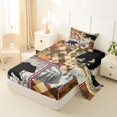 thumbnail image 2 of Castle Fairy Woodland Animal Bear Twin Sheets 3pcs,Jungle Leaves Retro Checkered Bedding,Brown Orange Cream,1 Fitted Sheet, 1 Flat Sheet and 1 Pillowcase, 2 of 6