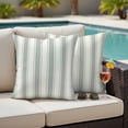 thumbnail image 4 of Green Stripe Outdoor Waterproof Pillow Covers, Modern Farmhouse Geometric Striped Decorative Square Throw Pillowcase Sofa Cushion Sham for Patio/Couch/Chair, 18"x18" 2 Pack, 4 of 8