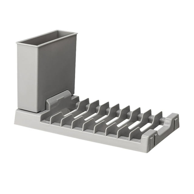 Escurridor de platos multiusos para colgar en el fregadero, decoración de cocina gris