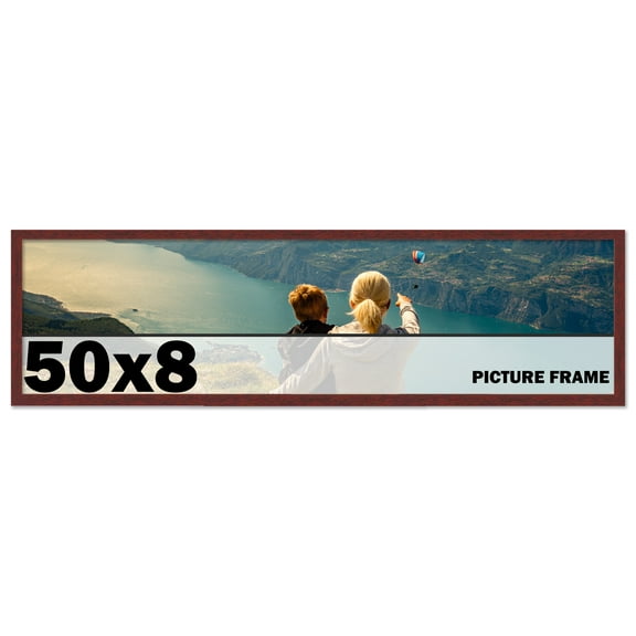 50x8 Frame Brown Mahogany Picture Frame - Solid Wood Frame Kit Includes UV Acrylic Plexiglass, Acid