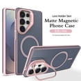 thumbnail image 5 of Magnetic Case for Samsung Galaxy S25 with Camera Cover Kickstand, Matte Shock-Absorbent PC+TPU Protective Anti-Scratch Anti-Fingerprint Lightweight Phone Cover, Compatible with MagSafe, Pink, 5 of 5