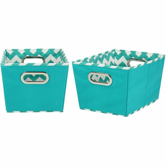 Household Essentials Small Decorative Storage Bins, 2pk, Aqua and