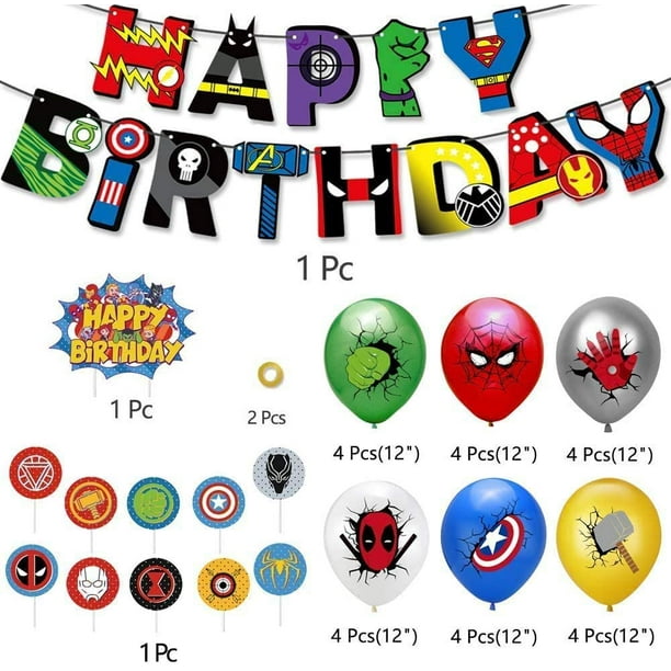 Décorations de fête d'anniversaire de super-héros, fournitures de fête  d'anniversaire pour enfants, ballons de super héros, parfaits pour les fêtes  d'enfants : : Jeux et Jouets