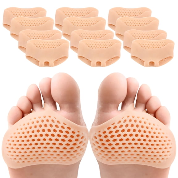 XIRQI Soft Gel Foot Pads 6 Pairs, Ball of Foot Cushions for Women Men, Metatarsal Support Pads for Shoes, Callus Prevention & Forefoot Pain Relief
