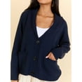 thumbnail image 5 of Flag Print Cardigan Casual Loose Long Sleeve V-Neck European and American Sweater Chunky Cardigan Navy Blue L, 5 of 7