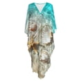 thumbnail image 4 of Xoenoiee Beach Starfish Seashell Print Kaftan Dresses for Women V Neck Summer Swimsuit Cover up Batwing Sleeve Caftan Maxi Beach Dresses Boho Moomoo Dresses, 4 of 7