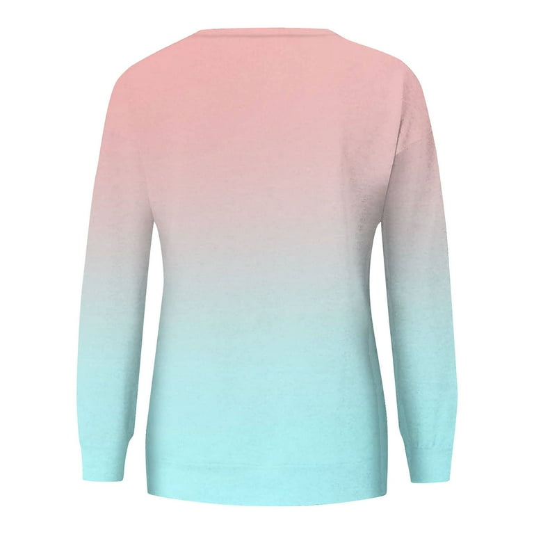 haneshirts Women's Ombre Crewneck Long Sleeve Sweatshirt Size XL