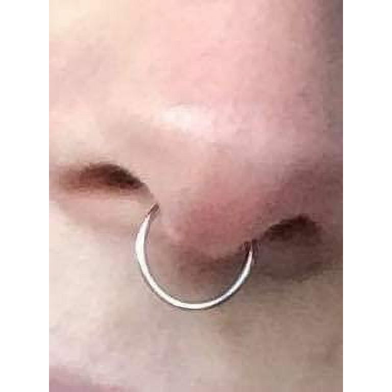 D.Bella Fake Nose Ring Hoop 20G Double Hoop Fake Nose Piercing