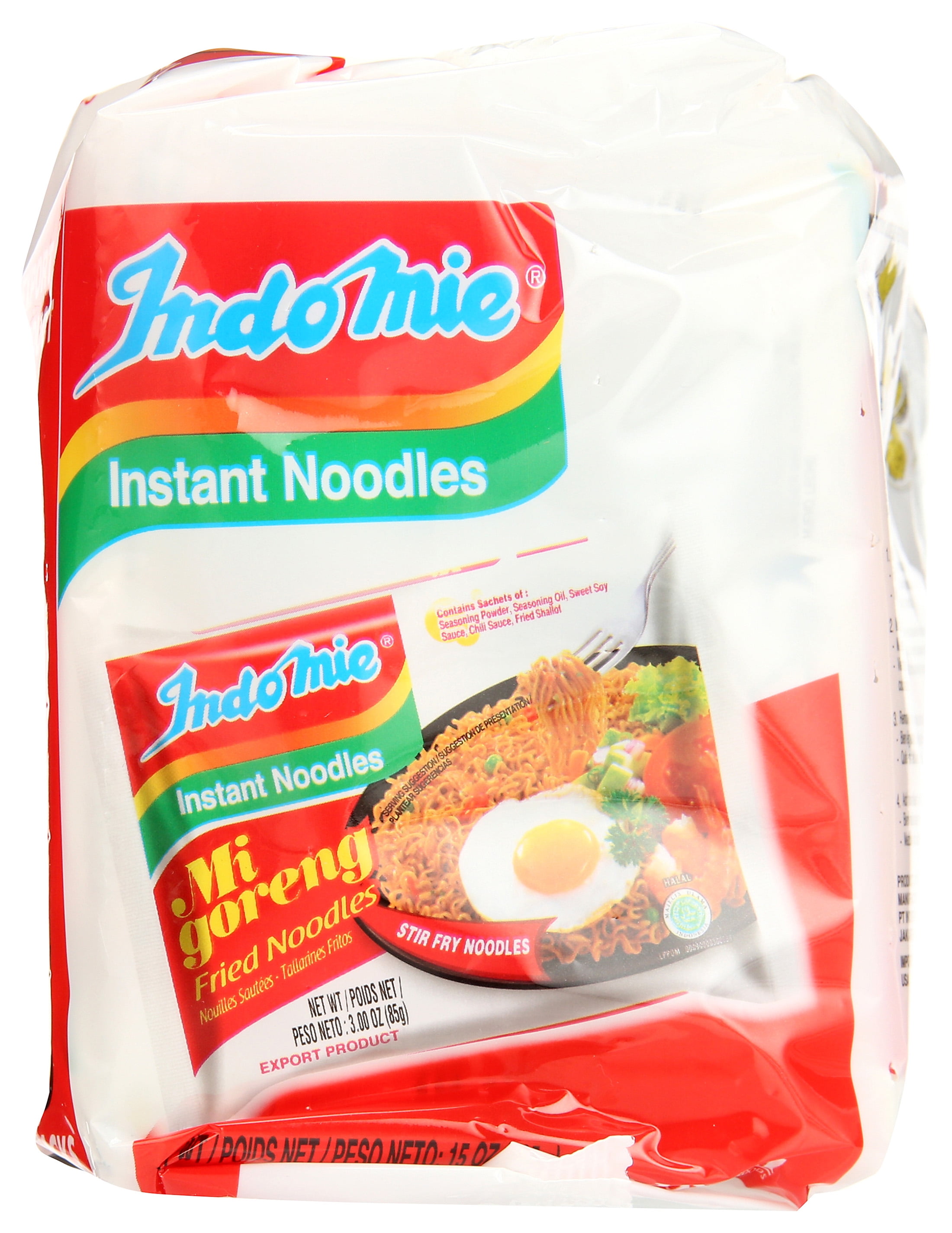 Indomie Halal-Certified, Original Flavor Mi Goreng Instant Stir Fry Noodles, 15 oz, 5 Pack Bag