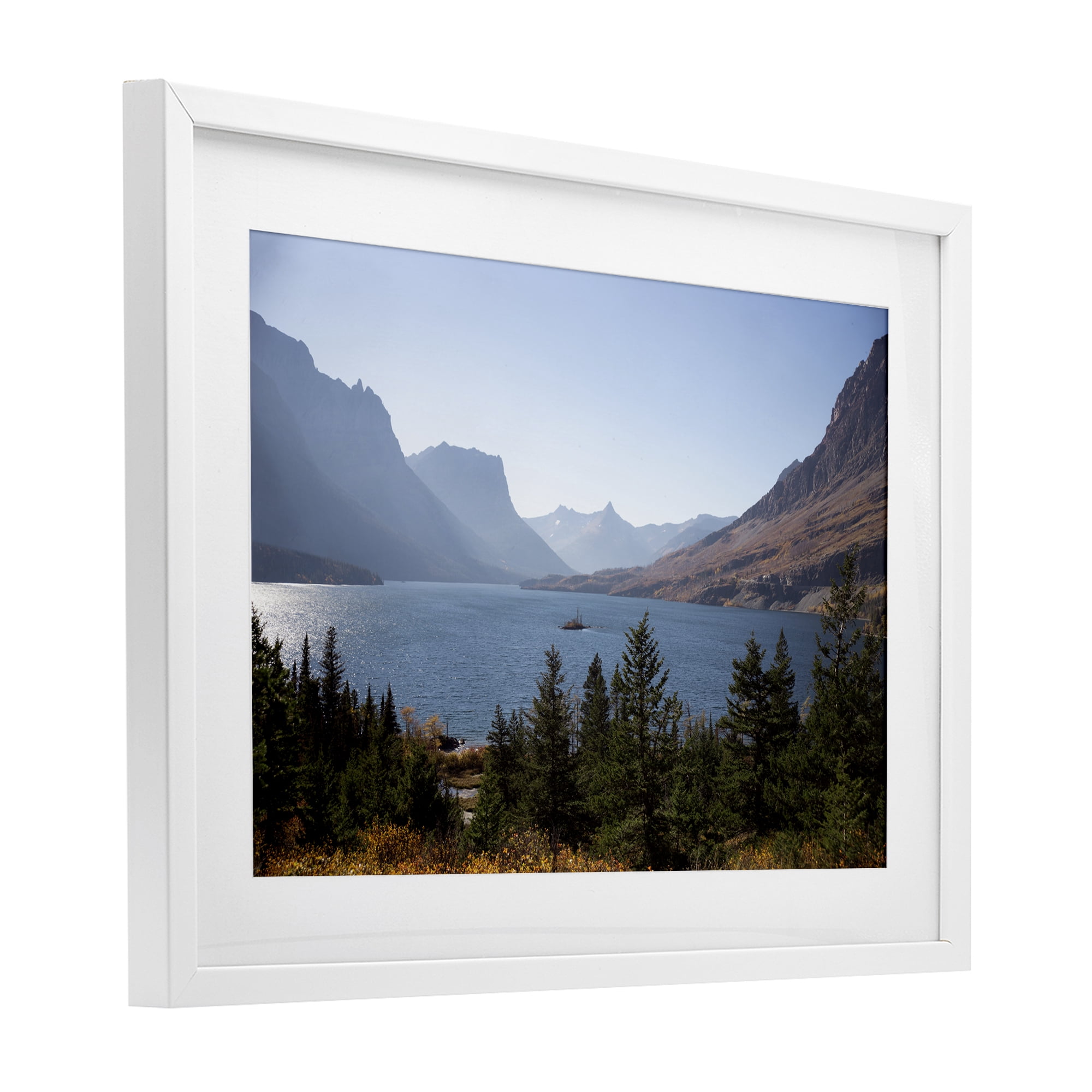 Stupell Industries Cliffs Overlooking Lake White Framed Print Under Glass, design by Carol Robinson