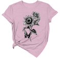 thumbnail image 1 of Liquidation! T-shirts Graphiques Uooqdmx, Chemises Florales pour Femmes, Chemises Tournesol pour Femmes, T-Shirt Décontracté à Manches Courtes et Col Rond pour le Printemps, Hauts de Printemps pour Femmes 2025, Rose P, 1 of 3