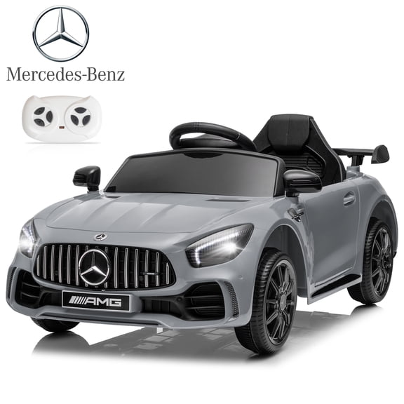 UBesGoo 12V Licensed Mercedes-Benz Ride On Car for Kids Ages 3-5, Electric Toy Car with Parent Remote Control, Bluetooth Music, LED Lights & Seat Belt, Gray