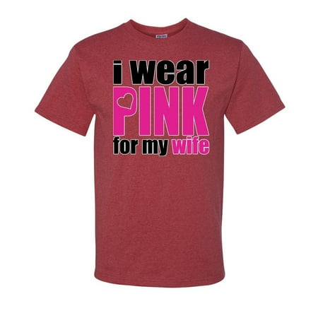 I Wear Pink For My Wife Breast Cancer Awareness Mens T-shirts   Vintage Heather Red  Small