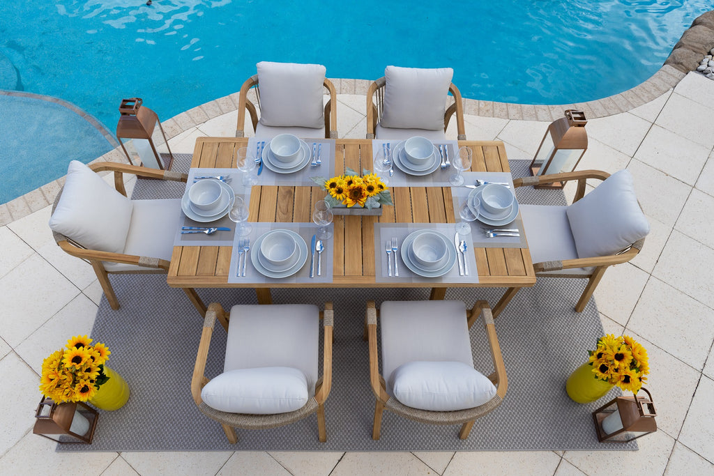 Rimini 7-Piece Acacia Wood Outdoor Furniture Dining Set with Dining Table and 6 Dining Chairs