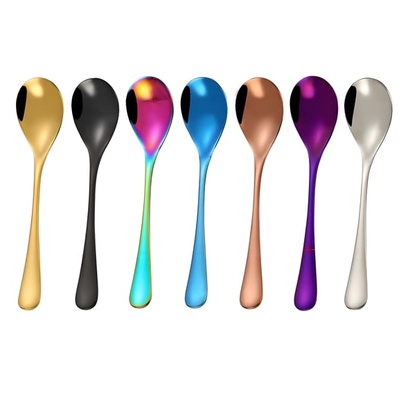 COMIART 7-Piece 304 Stainless Steel Spoon Set - Minimalist Dining Spoons, Viral Trendy Soup Spoons, Round Head Rice & Soup Spoons