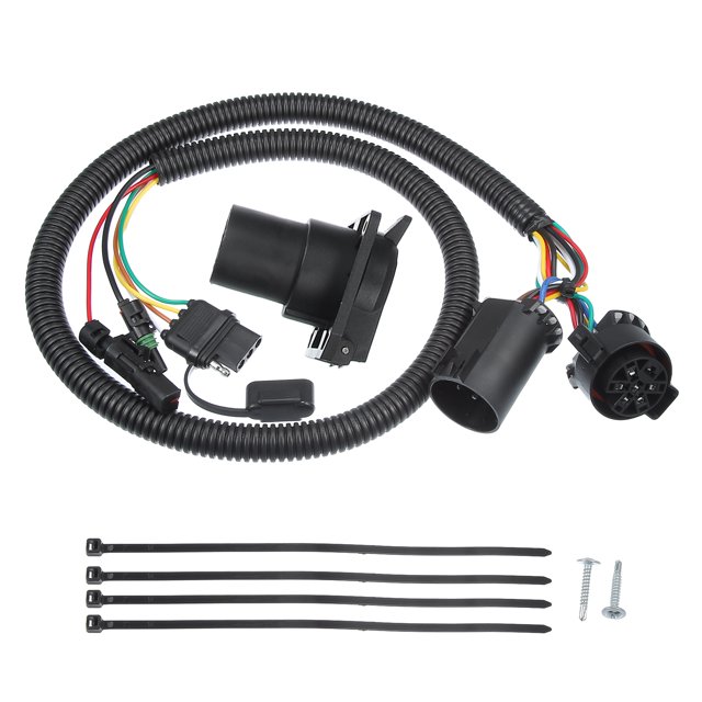 Arnés de conexión rápida interior/cuchilla Uscar Arnés de remolque plano de 7 pines a 4 vías para Ford F150 F250/con conector macho de 7 pines/duradero/plástico/1 juego/negro