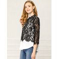 thumbnail image 4 of Blusa Transparente Cuello Con Volantes Top Ribete Floral De Encaje Para Mujeres Negro S Unique Bargains Blusa, 4 of 6
