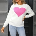 thumbnail image 5 of HOMBOM Womens Pullover Sweaters Knit Crew Neck White Winter Fall Christmas Tops for Womens Heart, 5 of 9