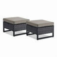 thumbnail image 2 of PARKWELL 2PCS Patio Rattan Ottoman Seat Foot Rest Side Table with Cushions for Indoor Outdoor,Gray, 2 of 6