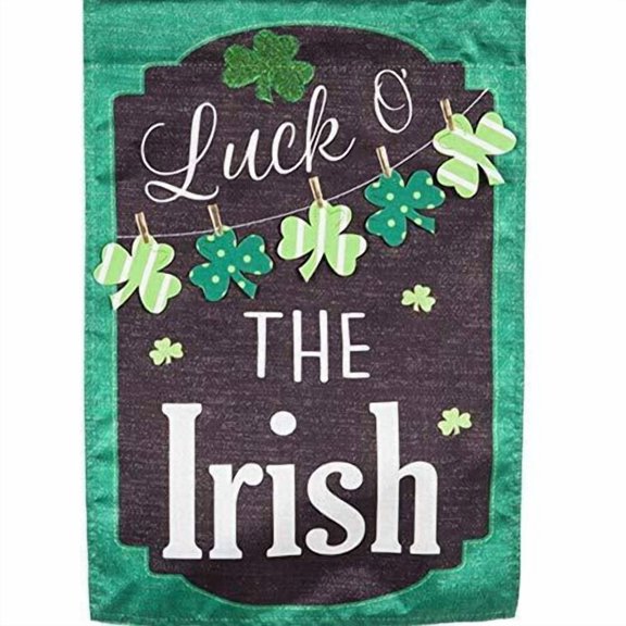 St. Patrick's Day Flag 2 Sided Chalkboard Clovers House Banner