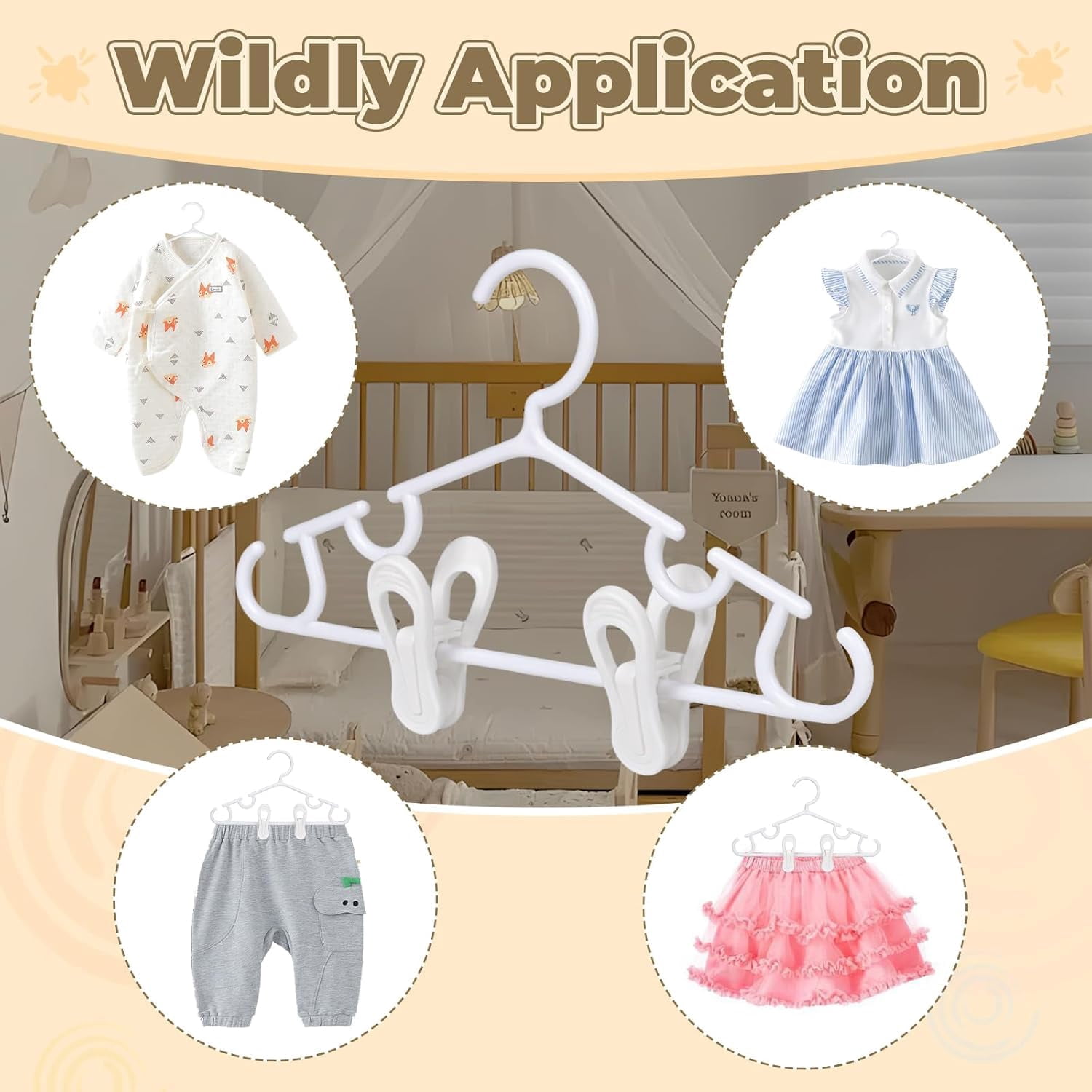 Plastic Clothes Hangers With Clips 60 White Pack For Children's Clothing